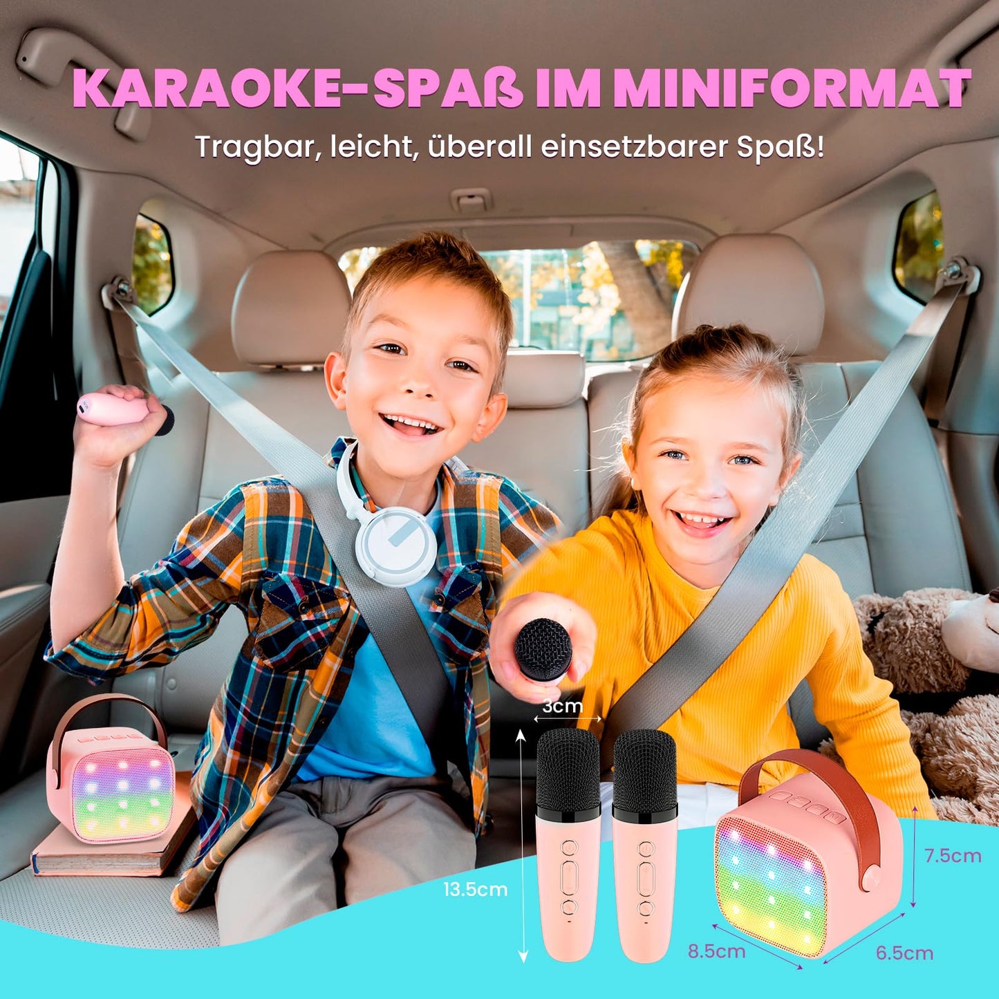 Karaoke Maschine Kinder mit 2 Mikrofonen – Geburtstagsgeschenk Mädchen