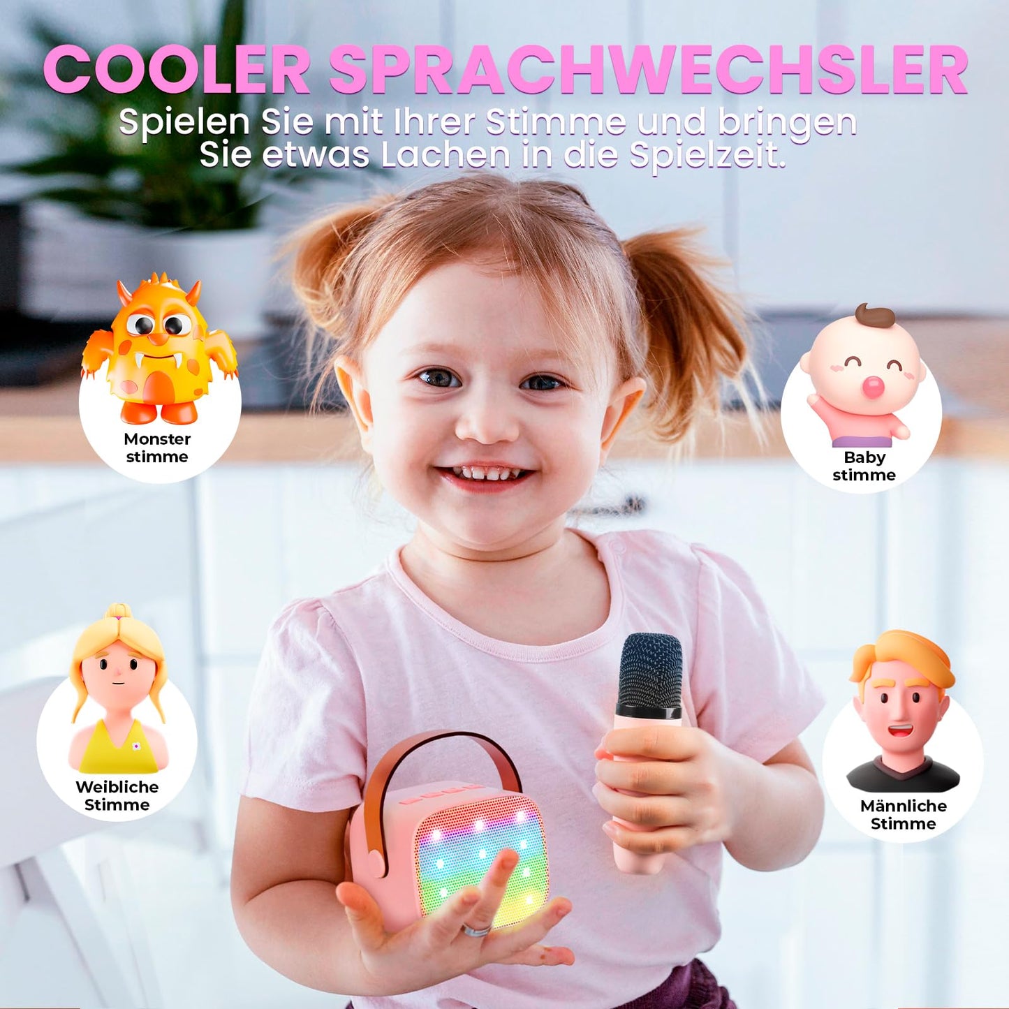 Karaoke Maschine Kinder mit 2 Mikrofonen – Geburtstagsgeschenk Mädchen